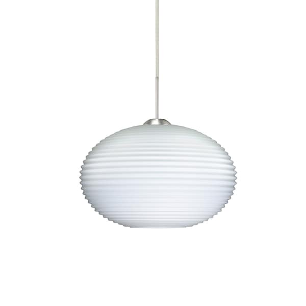 Besa Lighting Pape 10 Cord Pendant, Opal Ribbed, Satin Nickel Finish, 1x9W LED 1JT-491207-LED-SN - main
